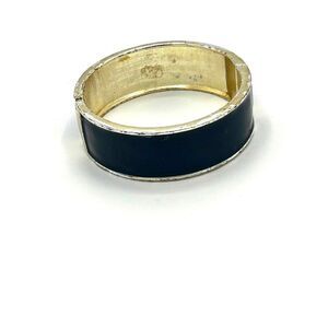 Vintage Gold Tone Blue Enamel Bangle Bracelet Magnetic Closure